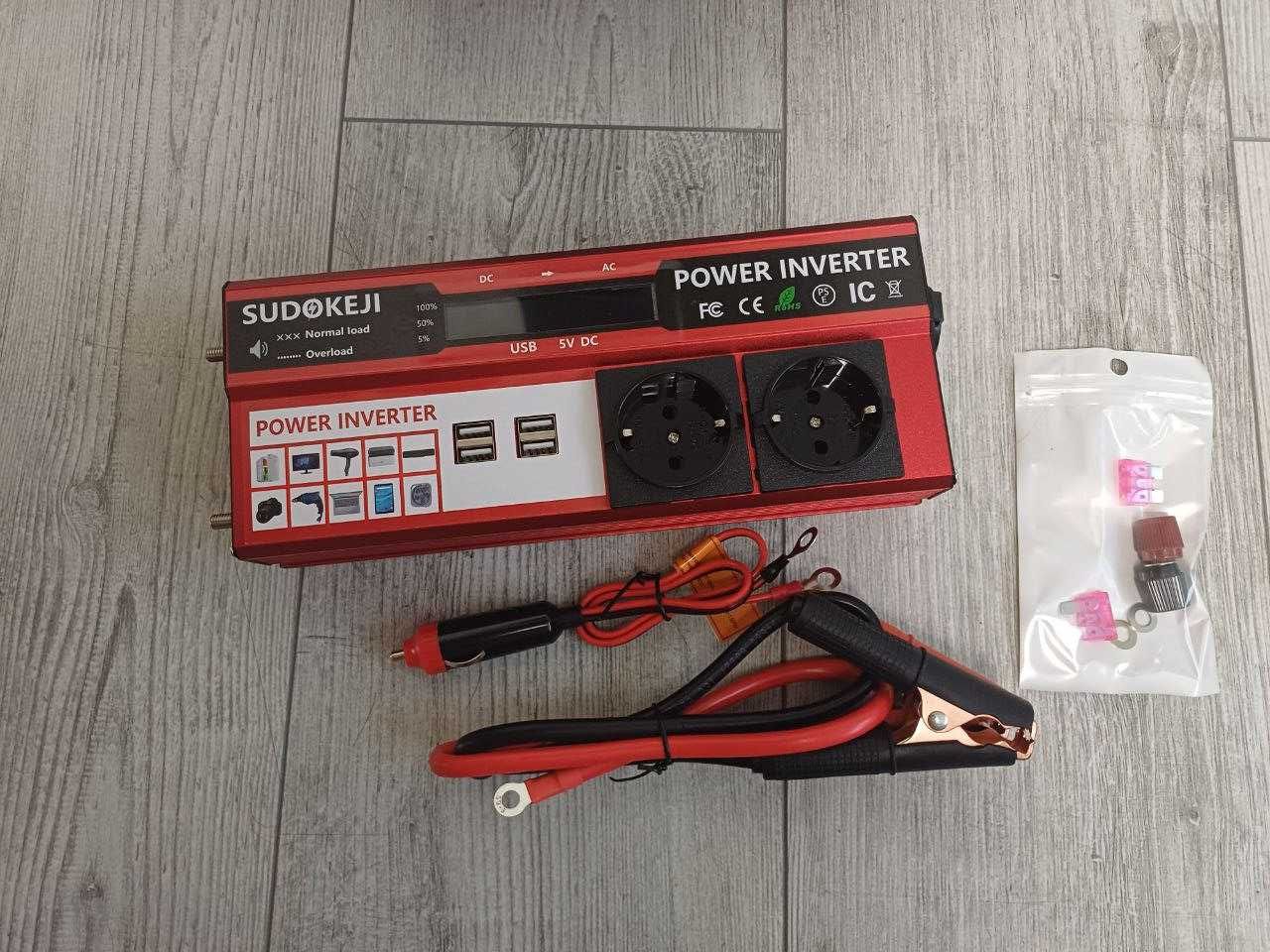 Инвертор/преобразователь напряжения 12/220V 2000W  2 розетки + 4 usb