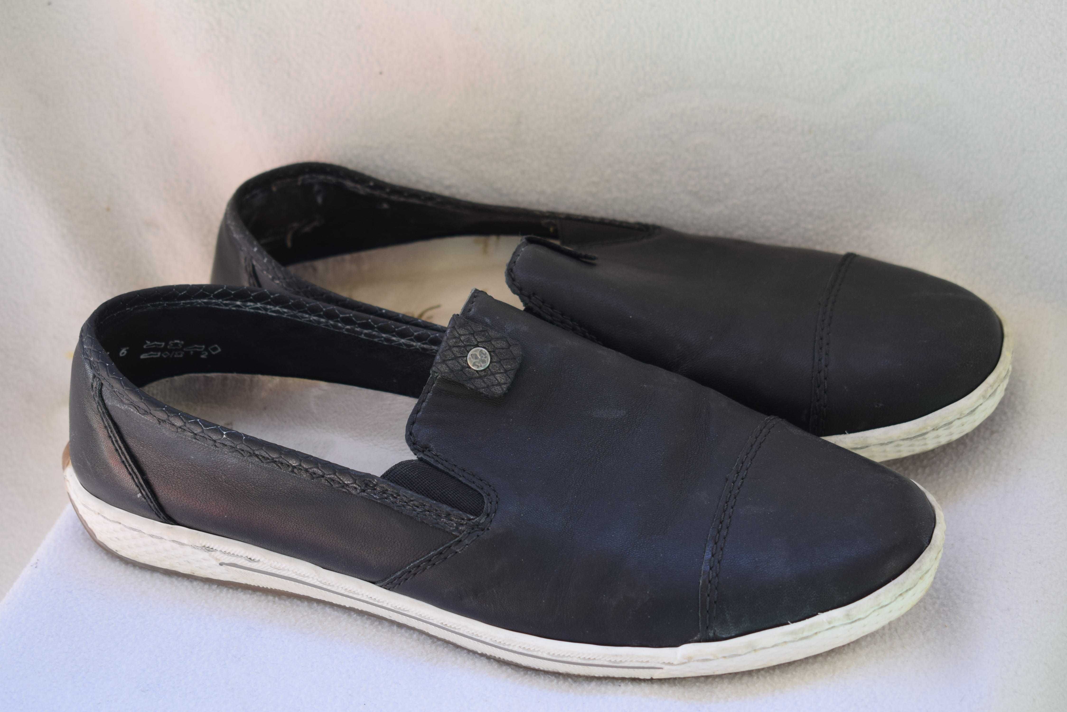 кожаные туфли балетки лодочки Rieker  р. 41 26,6 см слипоны