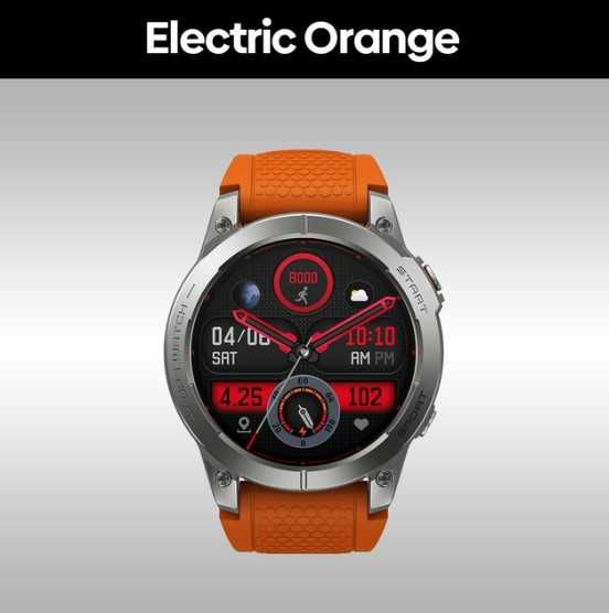 Zeblaze Stratos 3 GPS Amoled GorillaGlass Rozmowy PL Nowy Folia Orange