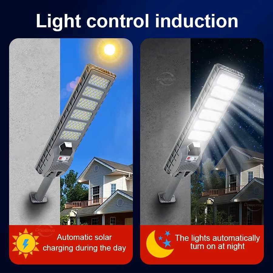 Lampa solarna Led 600W zewnętrzna + pilot, czujnik zmierzchu i ruchu