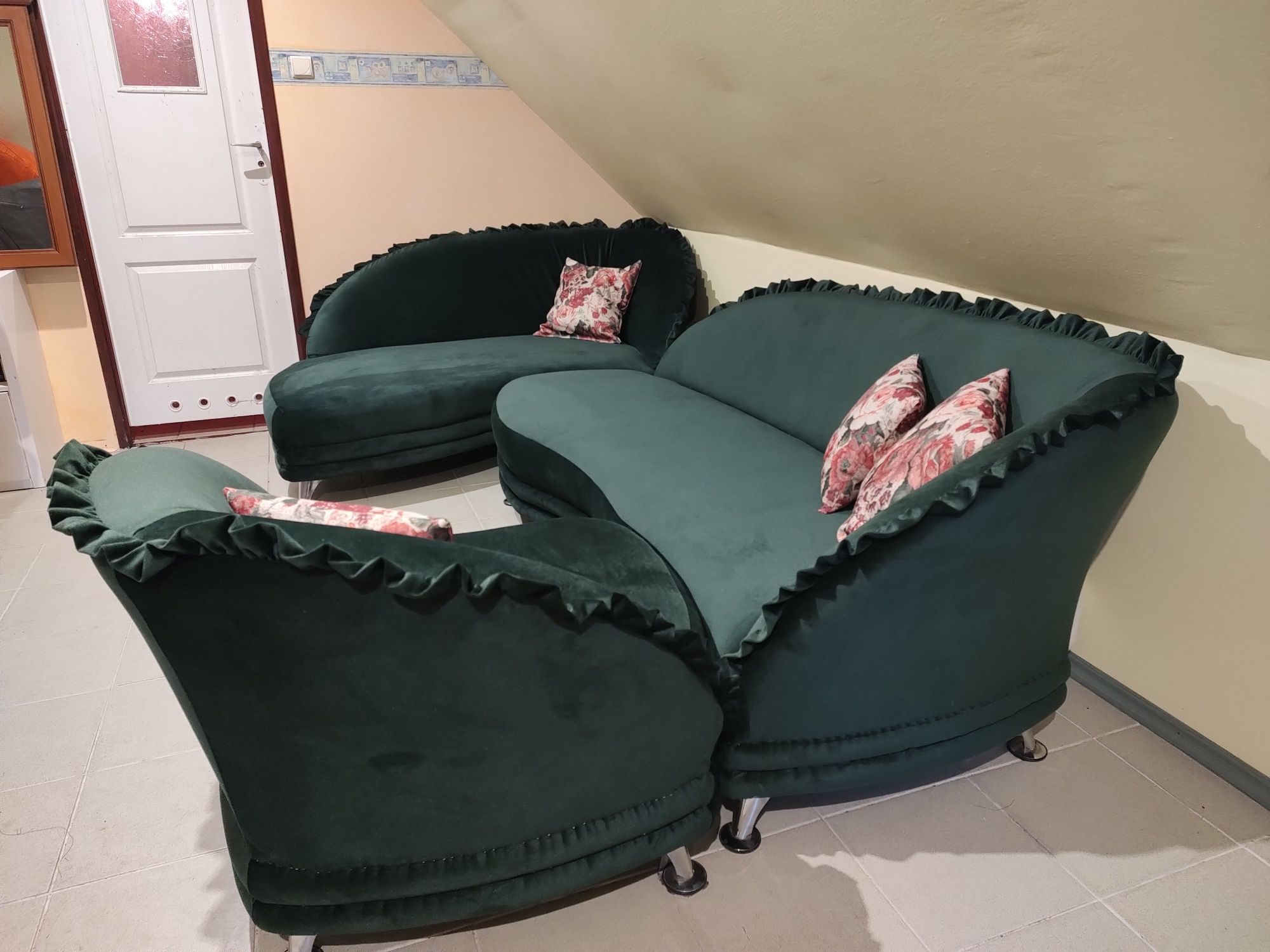 Sofa modułowa w angielskim stylu, butelkowa zieleń