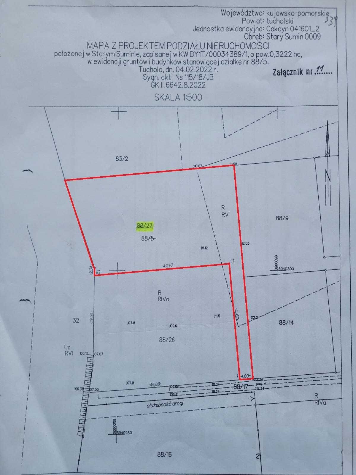 działka z linią brzegową jeziora w Borach Tucholskich