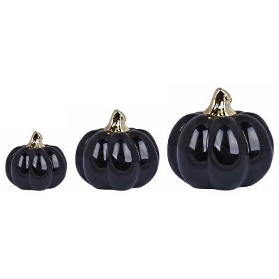 Piękna ozdobna dynia czarno-złota 16cm, glamour, ceramiczna