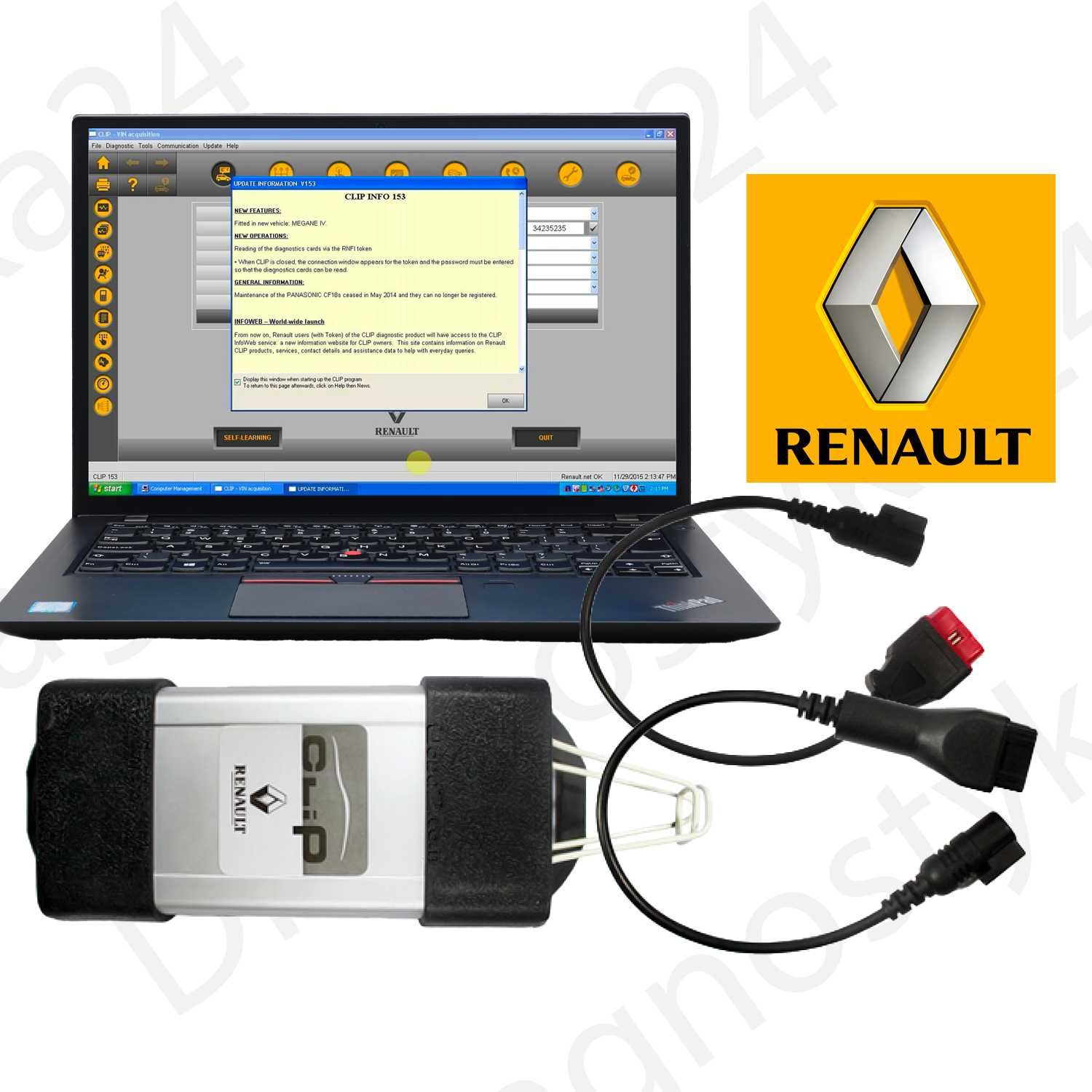 Interfejs diagnostyczny CAN CLIP Renault Dacia + LAPTOP Mega Zestaw Gw