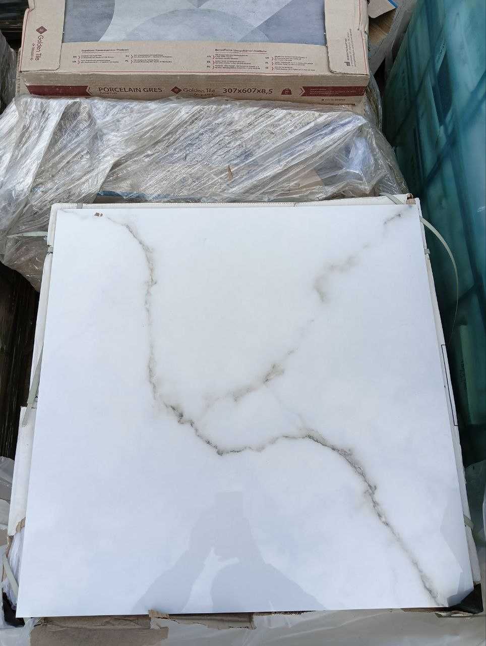 Глянцевая Белая Плитка под Мрамор На пол и Стены 1 Сорт 60х60 см