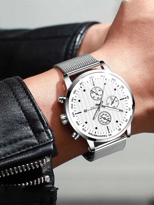 męski zegarek na rękę srebrny nowy/ECONOMICXI[26]