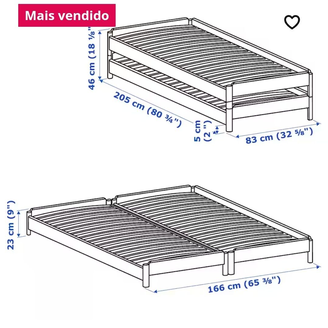 Camas Ikea utaker empilháveis 80x200cm