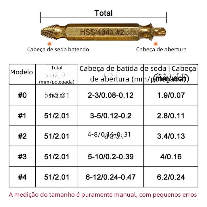 EXTRAÇÃO Parafusos 6 Pontas