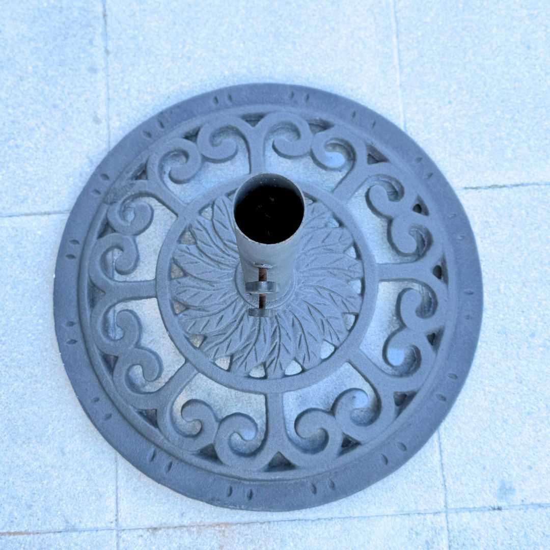 Base Cinzento de Guarda-Sol em Ferro Fundido Pesada e Estável