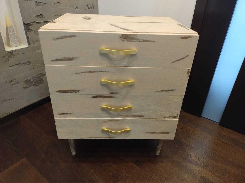 Zestaw komoda z szufladami i dwie szafki nocne PRL/po renowacji