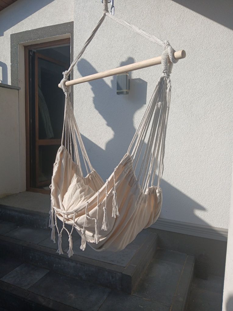 Huśtawka boho fotel wiszący bujany nowy plus poduszki