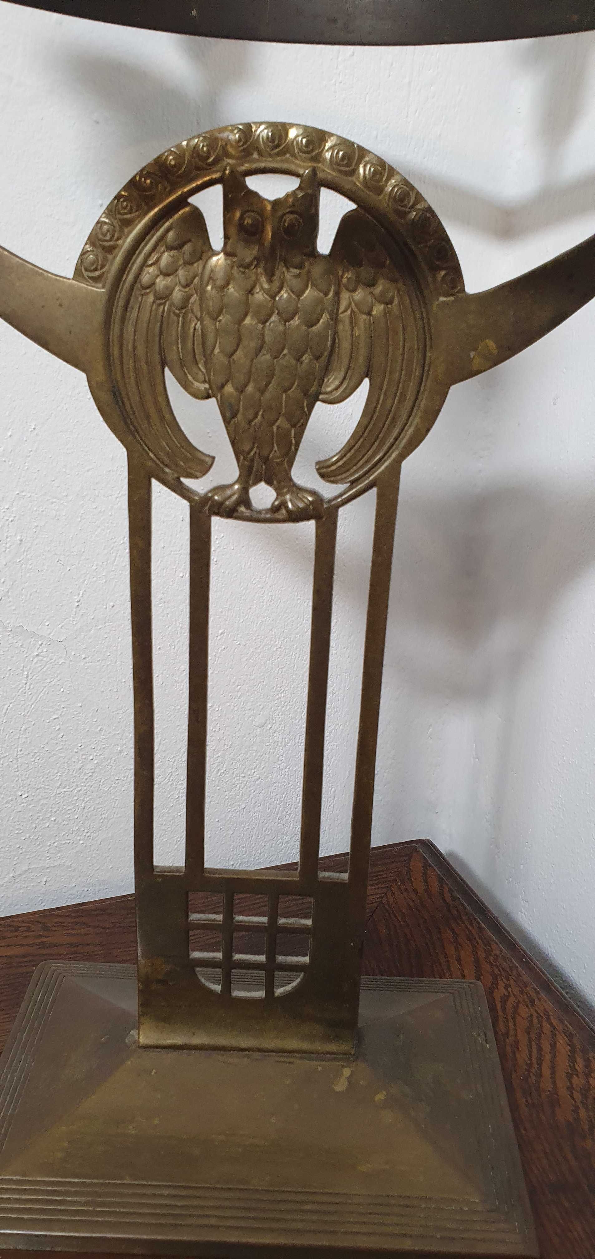 Stary świecznik Art deco Sowa Kandelabr masoński
