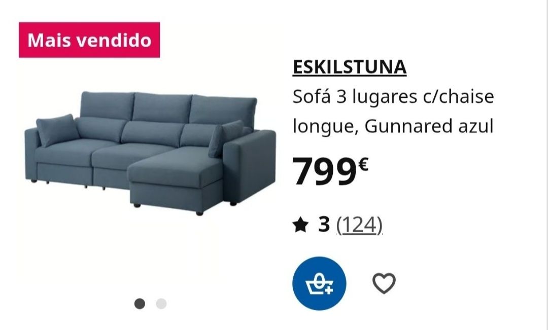 Oportunidade Vendo sofá de 3 lugares ESKILSTUNA em cinza escuro.