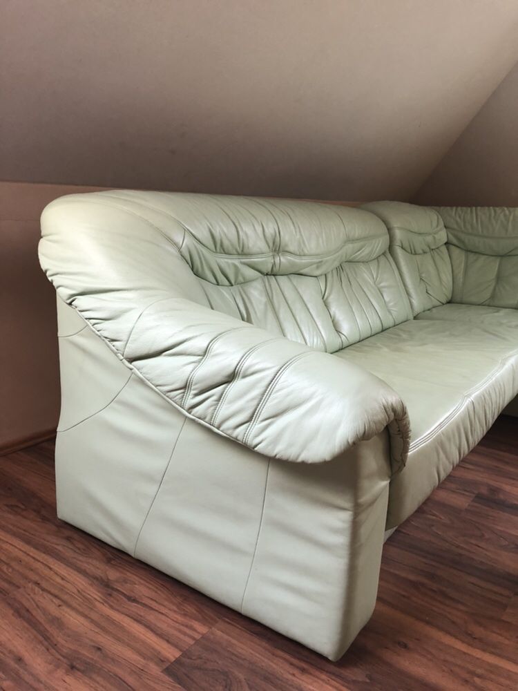 100% Naturalna skórzana kanapa i fotel