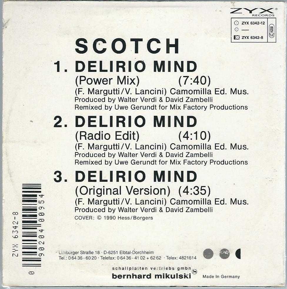 Maxi CD Scotch - Delirio Mind (Remix) (1990)