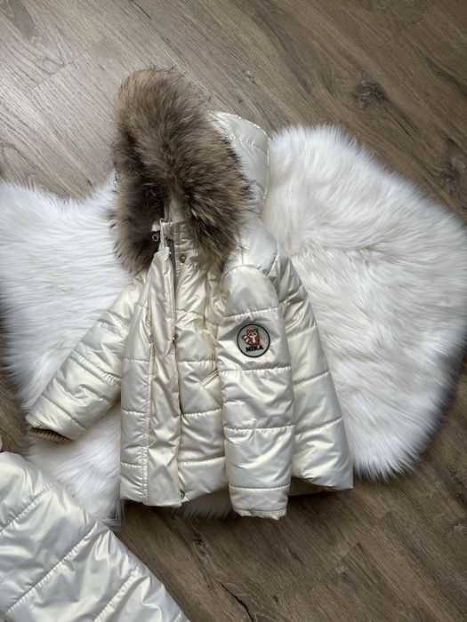 Зимовий напівкомбенізон і куртка , натуральне хутро , комбенізон