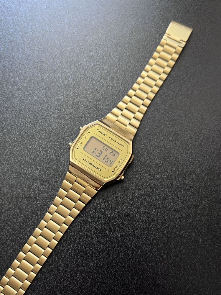 Наручний годинник Casio A168 - Срібні / Золоті. Ретро, вінтаж