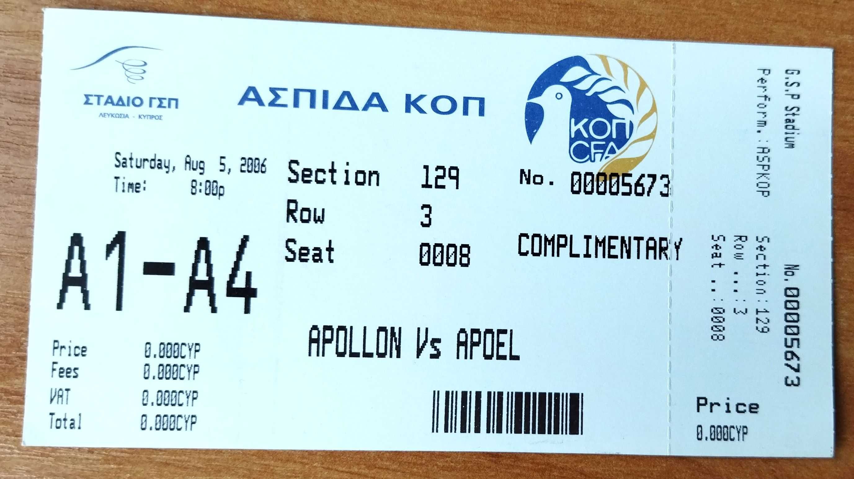 Bilet Apollon Limassol - APOEL Superpuchar Cypr Ł. Sosin