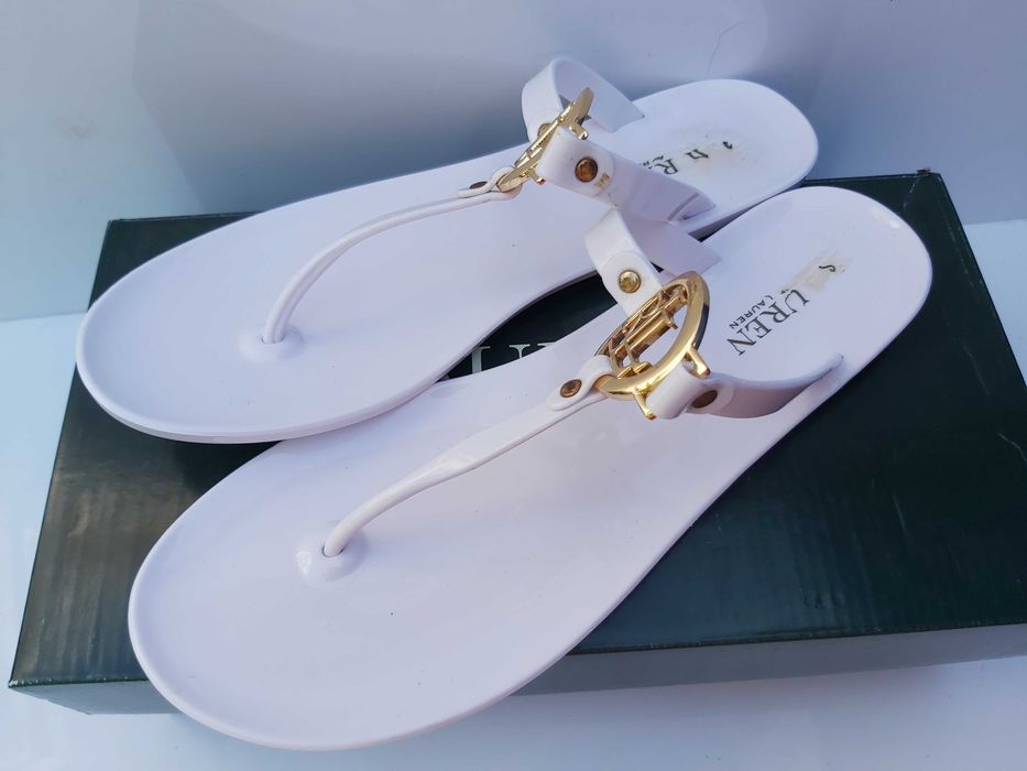 Ekskluzywne sandały japonki RALPH LAUREN białe 40.5
