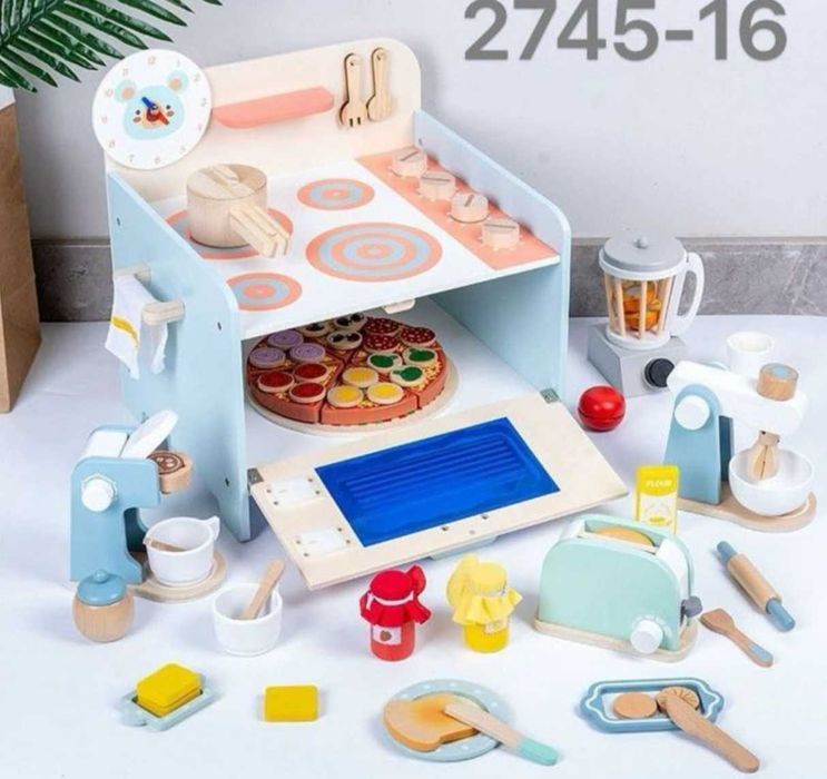 Drewniana kuchenka zabawka dla dzieci