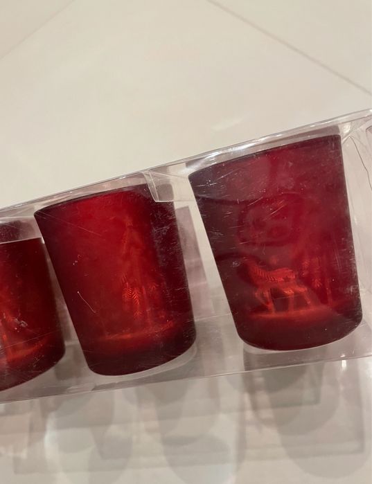 Swieczniki szklane swiateczne czerwone 3 szt nowe