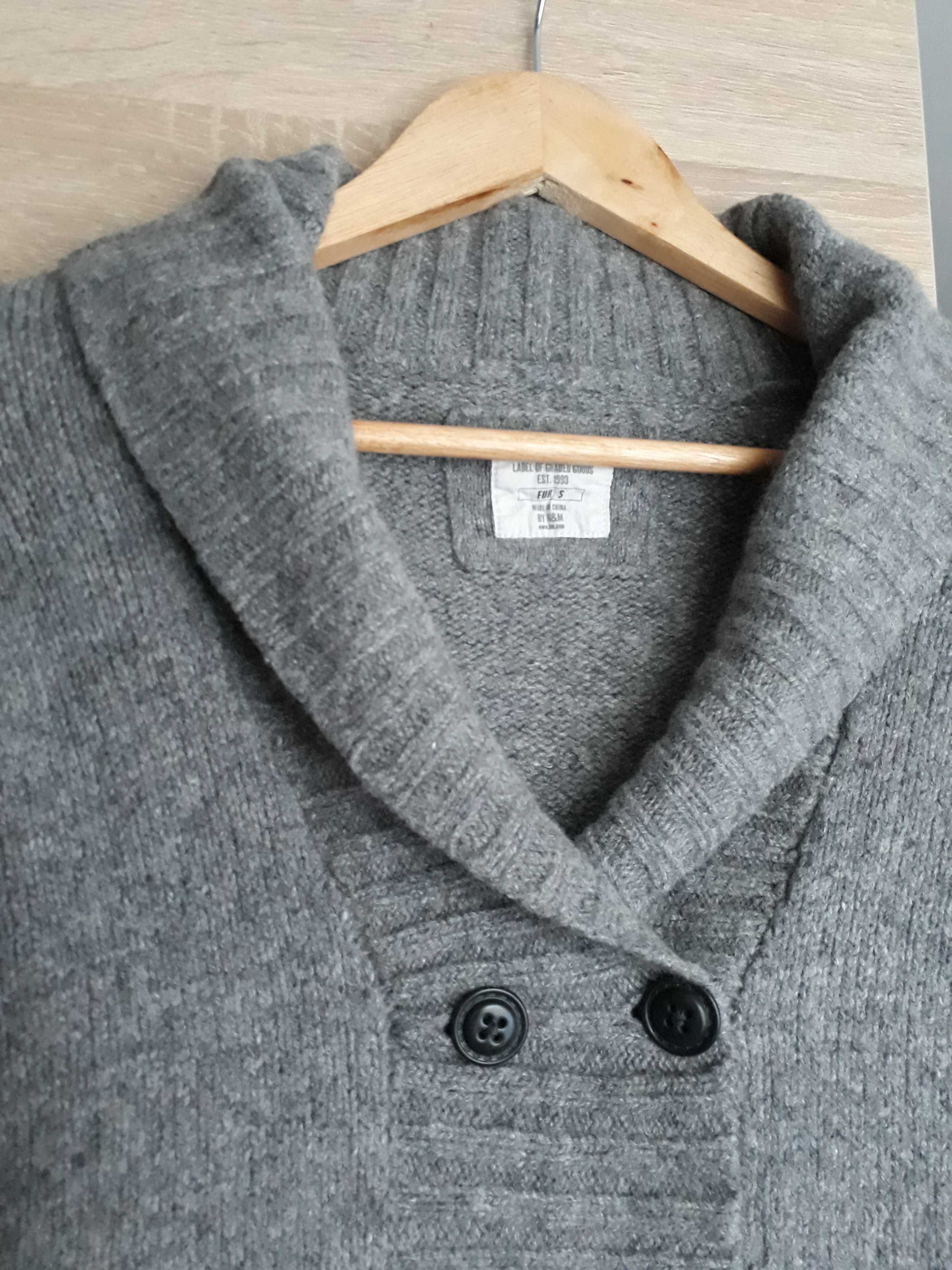 OKAZJA szary damski sweter na jesień zimę kardigan vintage
