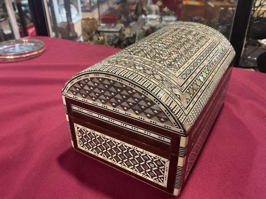 Caixa bau mosaic Sirian moorish madre pérola 16x11x9,5 cm