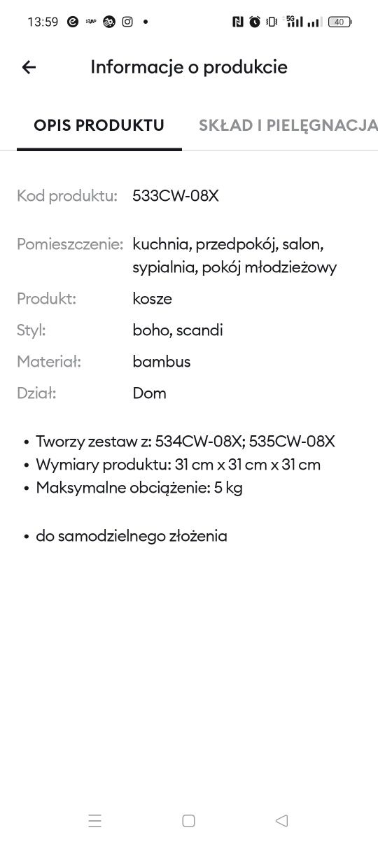 Pojemniki bambusowe Sinsay 2szt pasują do kallax