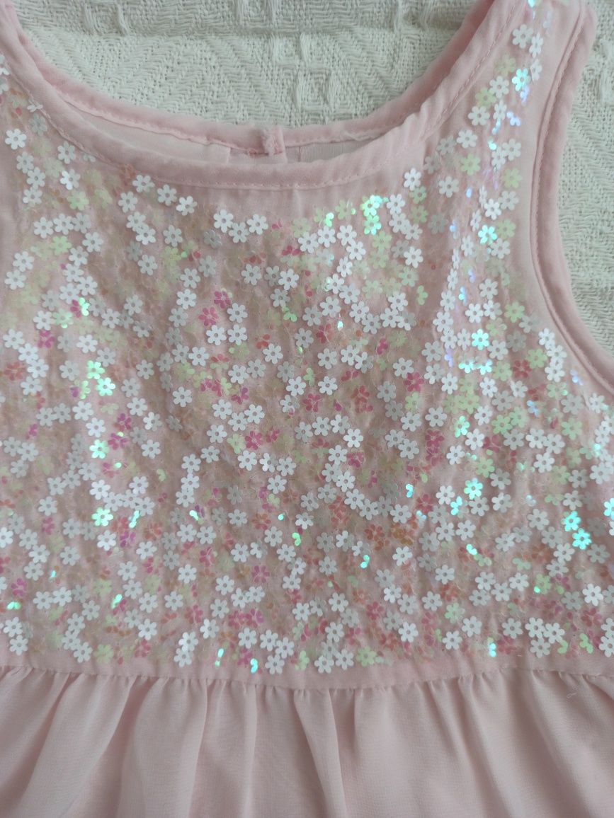 H&M sukienka różowa zwiewna z cekinami 104
