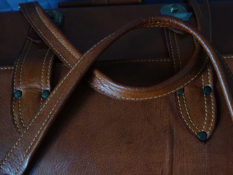 Stylowy kufer podróżny lub mebel! Hand made. Skóra naturalna, ogromny!