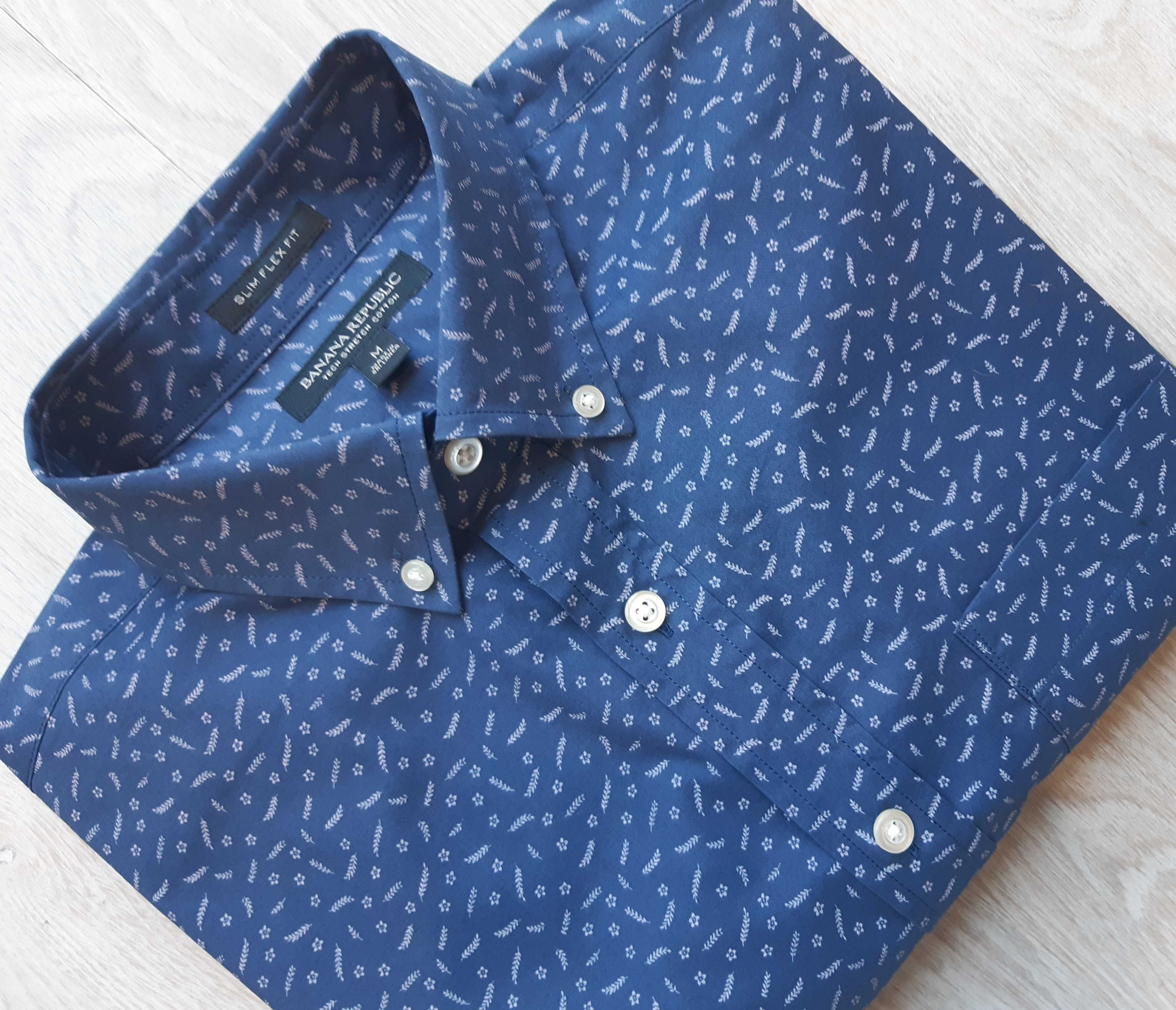Granatowa koszula slim flex fit Banana Republic, rozm. M, długi rękaw
