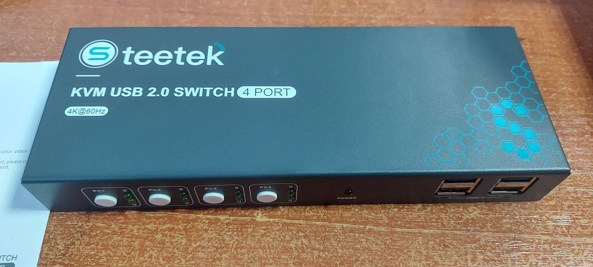 Steetek Dual DP Monitor Kvm-переключатель, USB 2.0 4K 60Hz Displayport