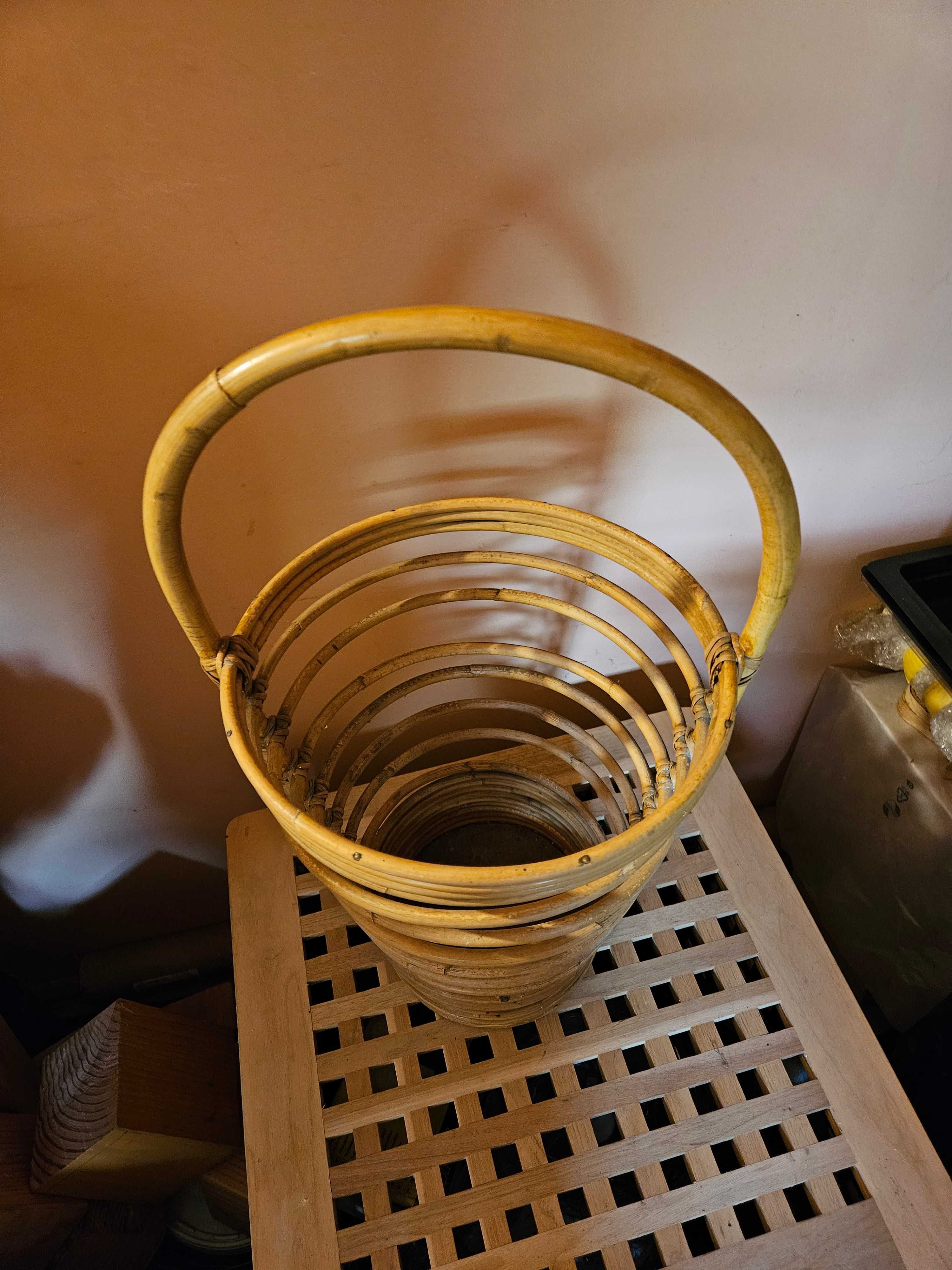 Stojak na parasole Bauhaus styl 1970 elipsa rattan bambus