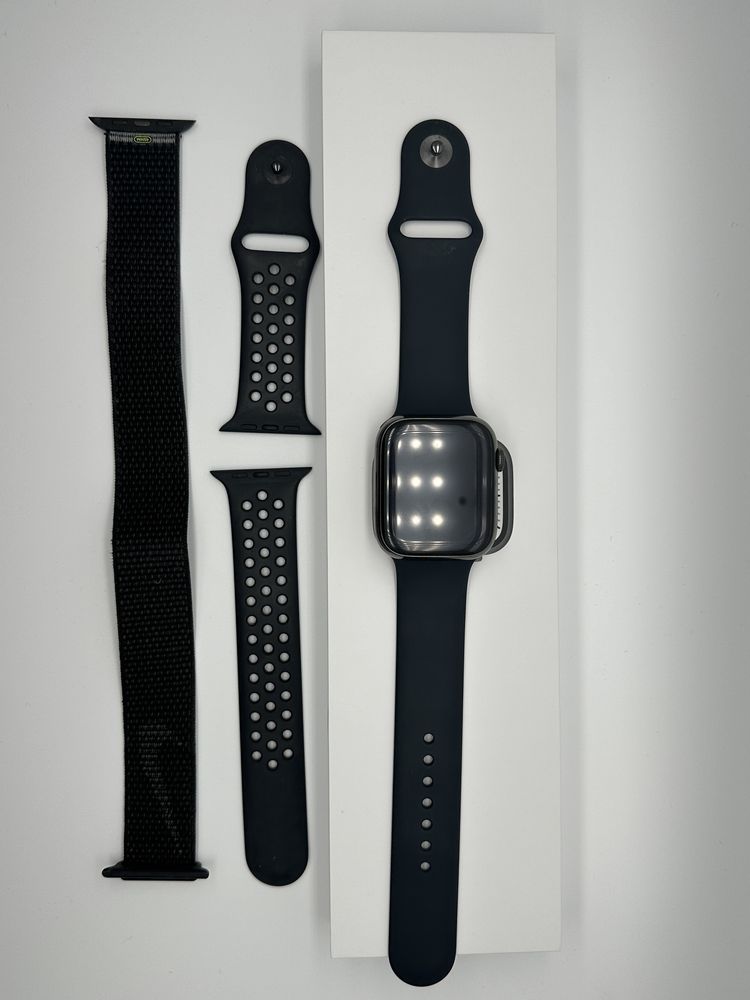Apple watch series 7 stal steel czarna Cellurar 45mm