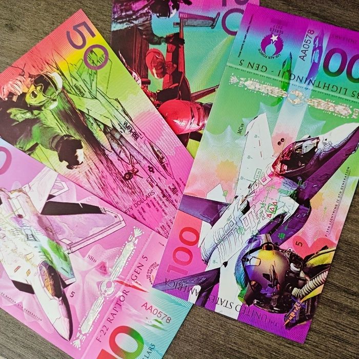 Zestaw 4 Banknotów Kolekcjonerskich Fighter Jets UNC