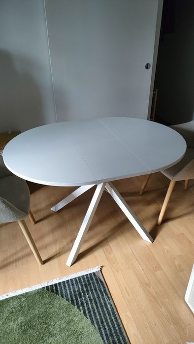 Stół IKEA GRANSTORP rozkładany biały 90/120x90 cm i fotele JYSK Adslev