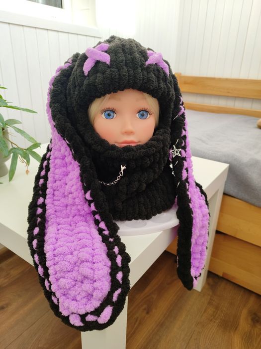 Балаклава плюшева з вушками дитяча /доросла