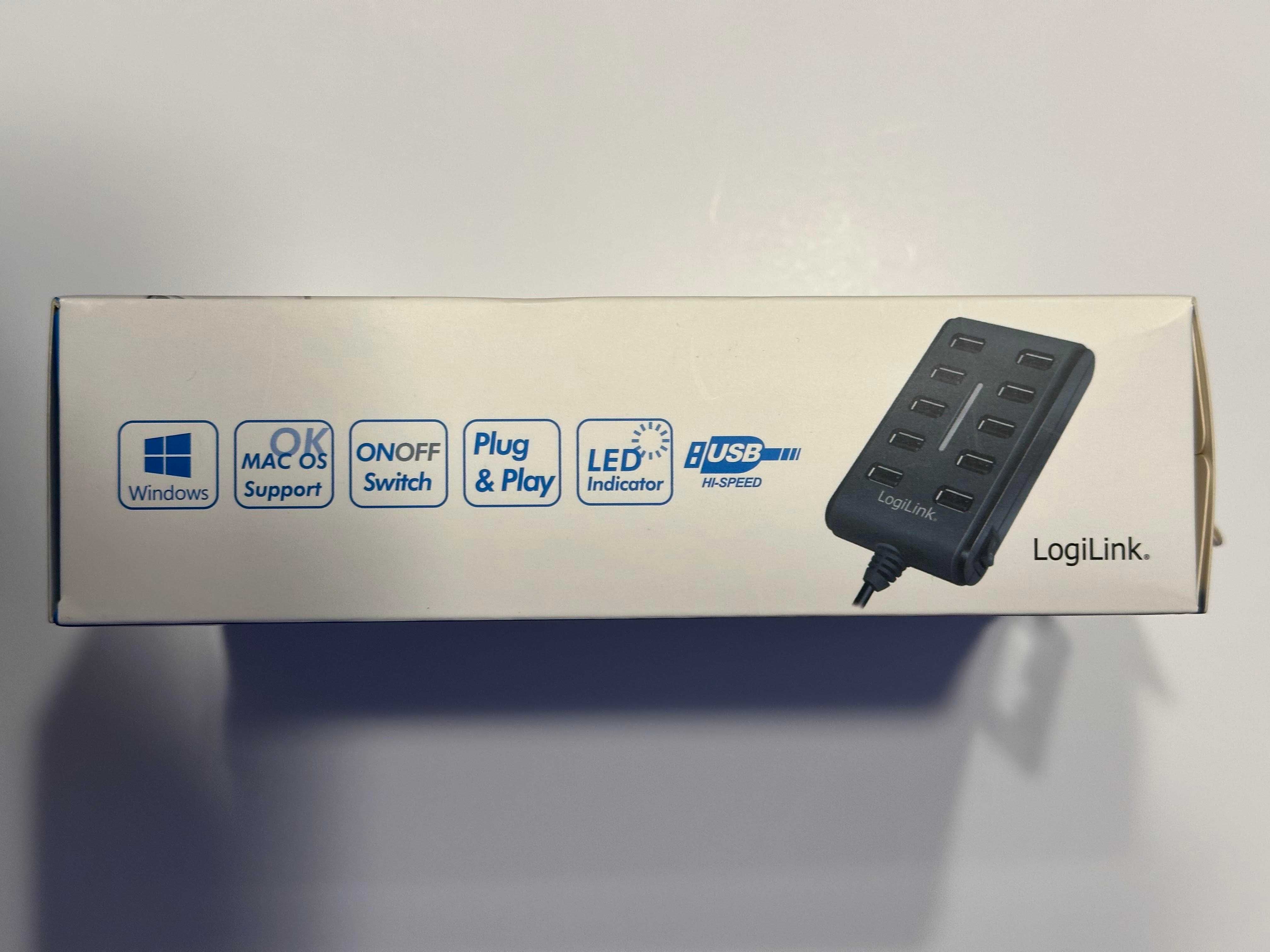HUB USB2.0 10-portowy, LogiLink, nowy