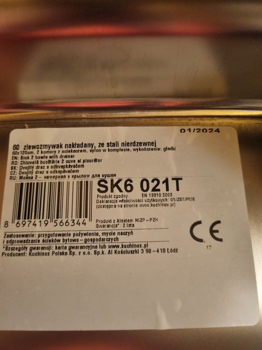 Prawie nowy zlew metalowy najladany 60x120 satynowy