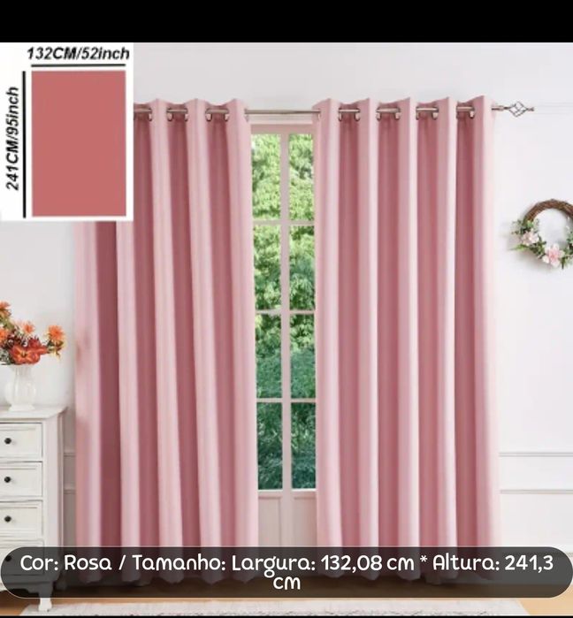 Conjunto cortinas blackout com isolamento térmico