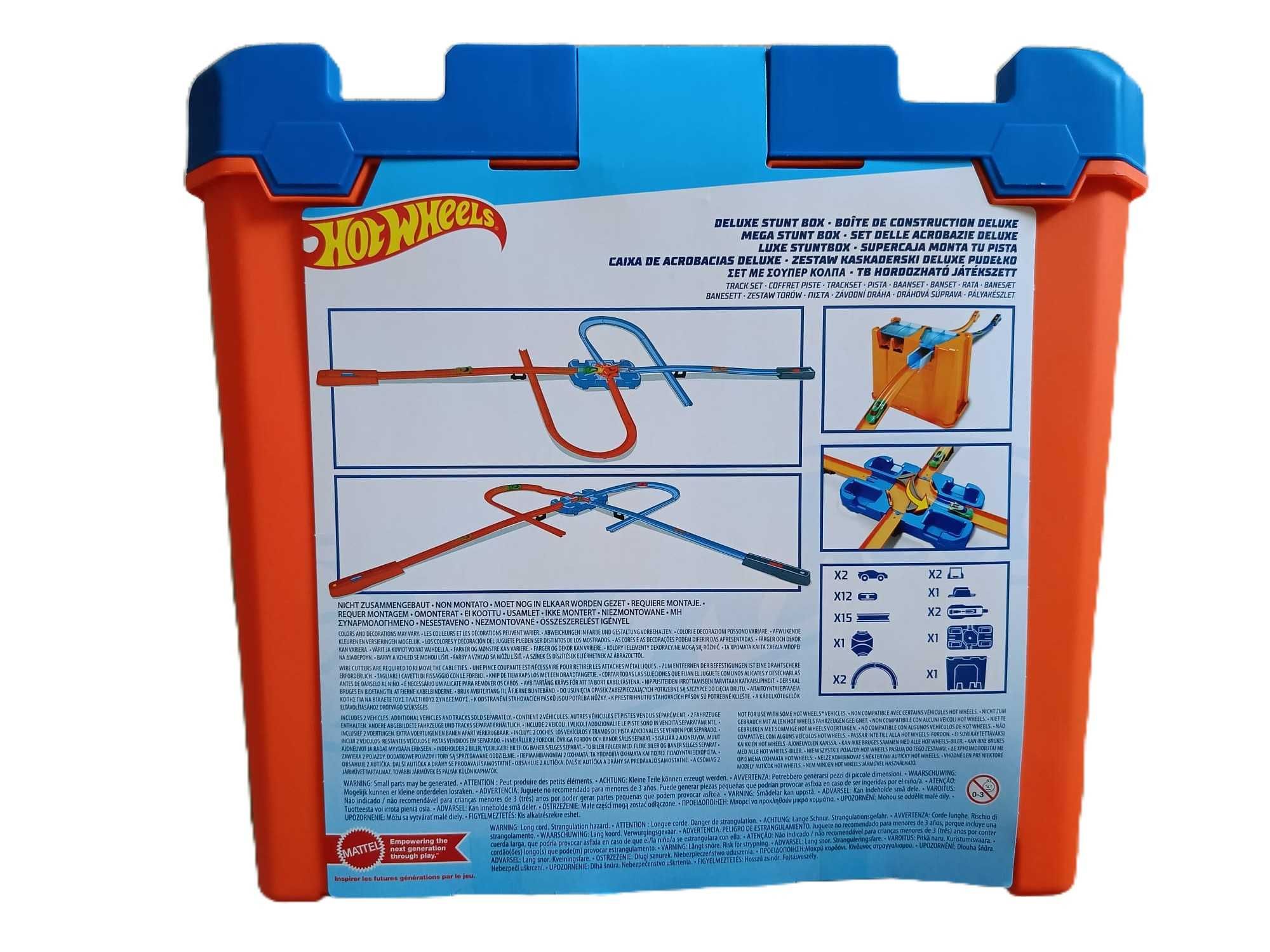 NOWY zestaw kaskaderski Deluxe HOT WHEELS GGP93 duży pojemnik i 2 auta