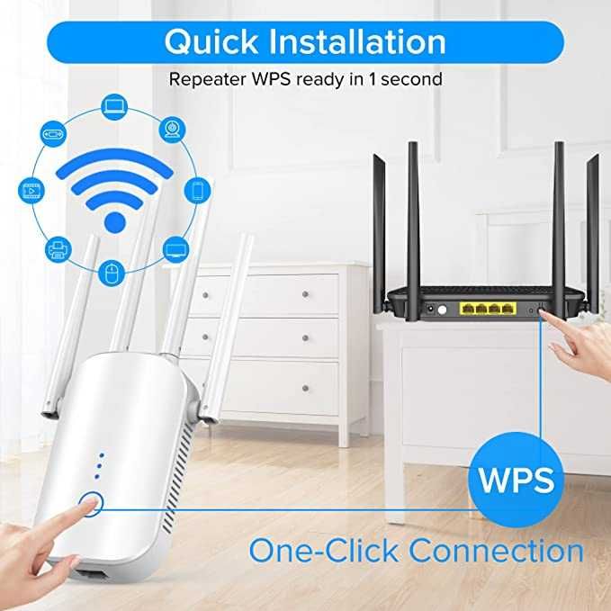 Wzmacniacz sygnału WiFi 1200 Mb / s biały