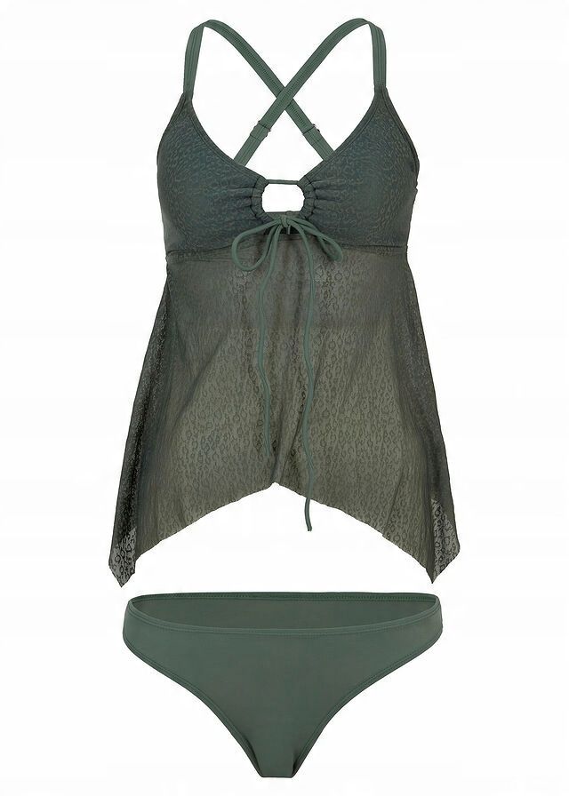 B.P.C tankini asymetryczne khaki + figi r.44