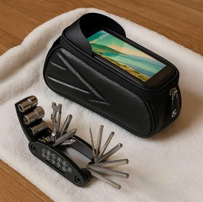 2w1 Mocna Sakwa Rowerowa Wodoodporna Etui na Telefon +GRATIS Multitool