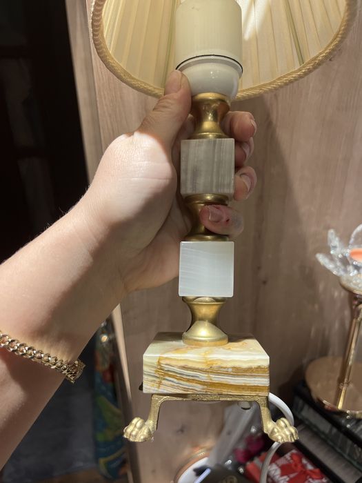 Lampka onyks, mosiadz. Zdobiona