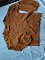 Sweter z wełną i moherem M 38 rudy, szerokie rękawy