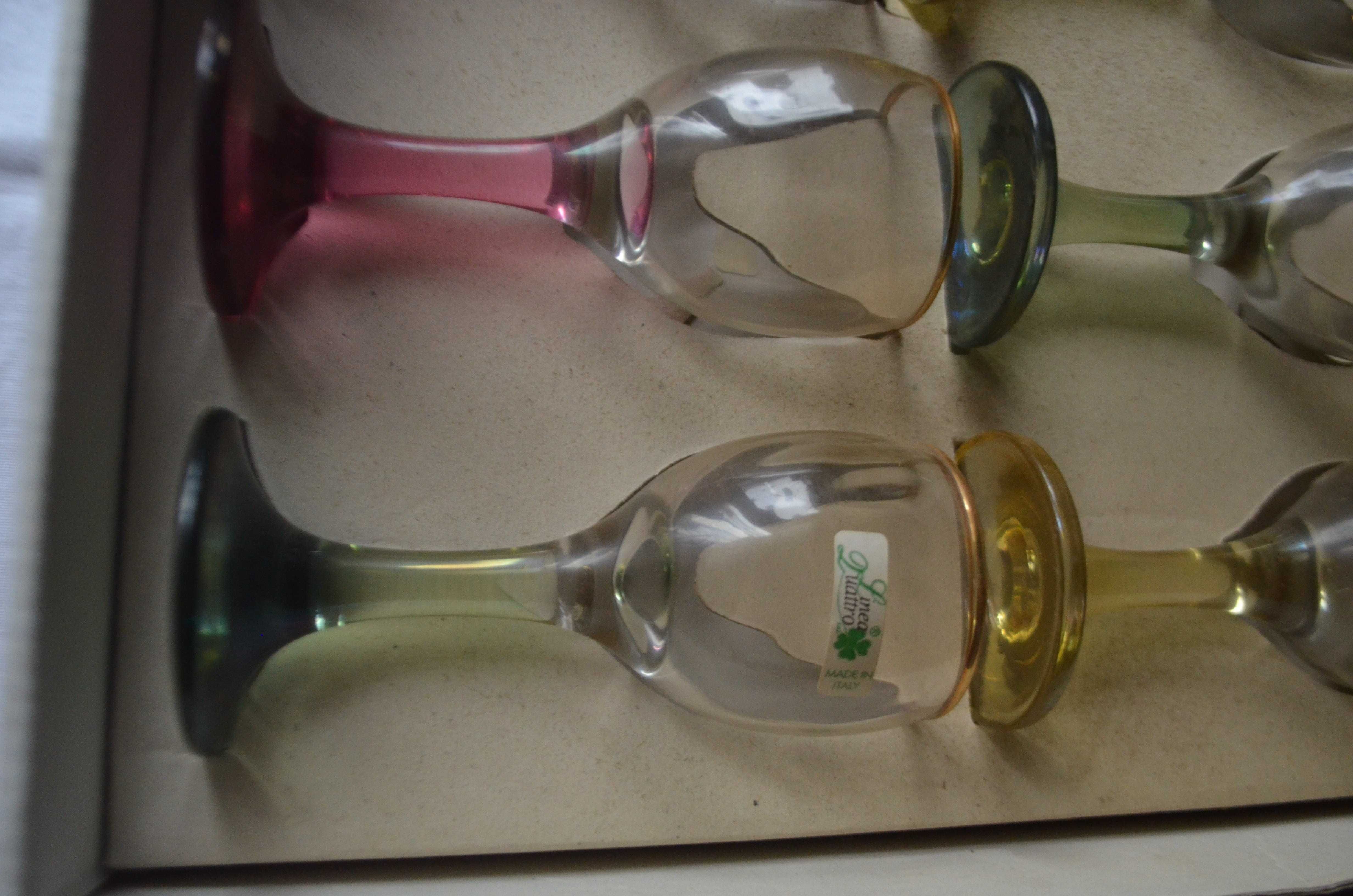 zestaw kieliszków do likieru vintage Linea Quattro z etykietami szkło