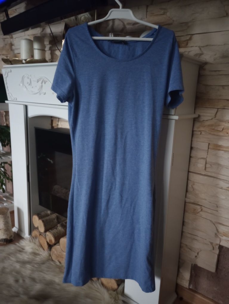 Bawełniana niebieska sukienka krótki rękaw s/M