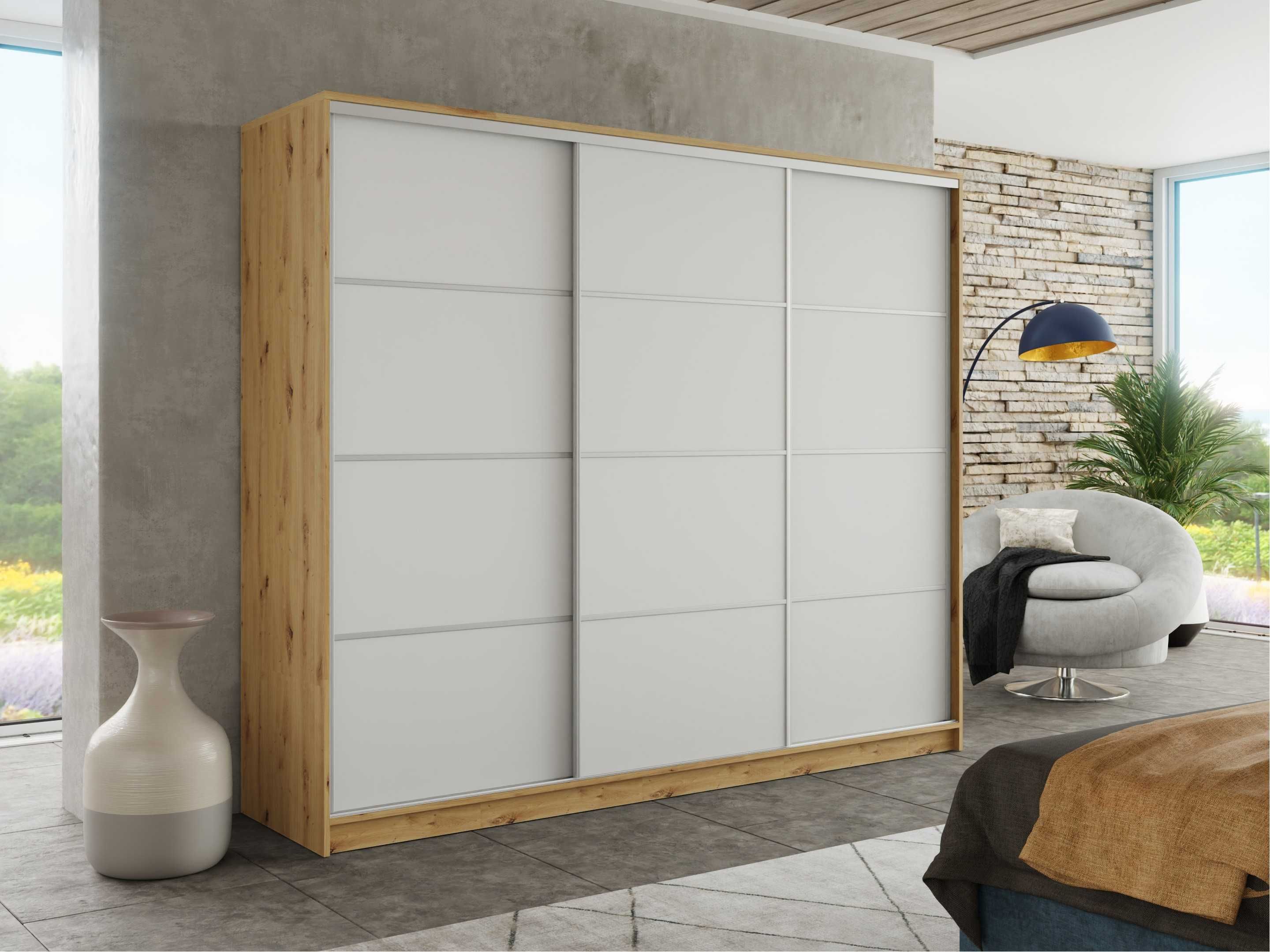 Szafa przesuwna 150x205x56 z lustrem oraz 4xszuflady