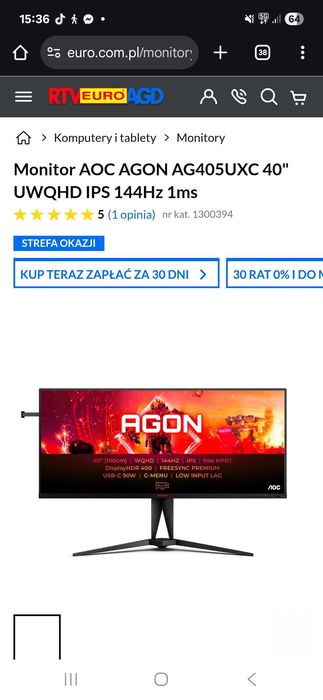 Monitor AOC Agon 40 cali